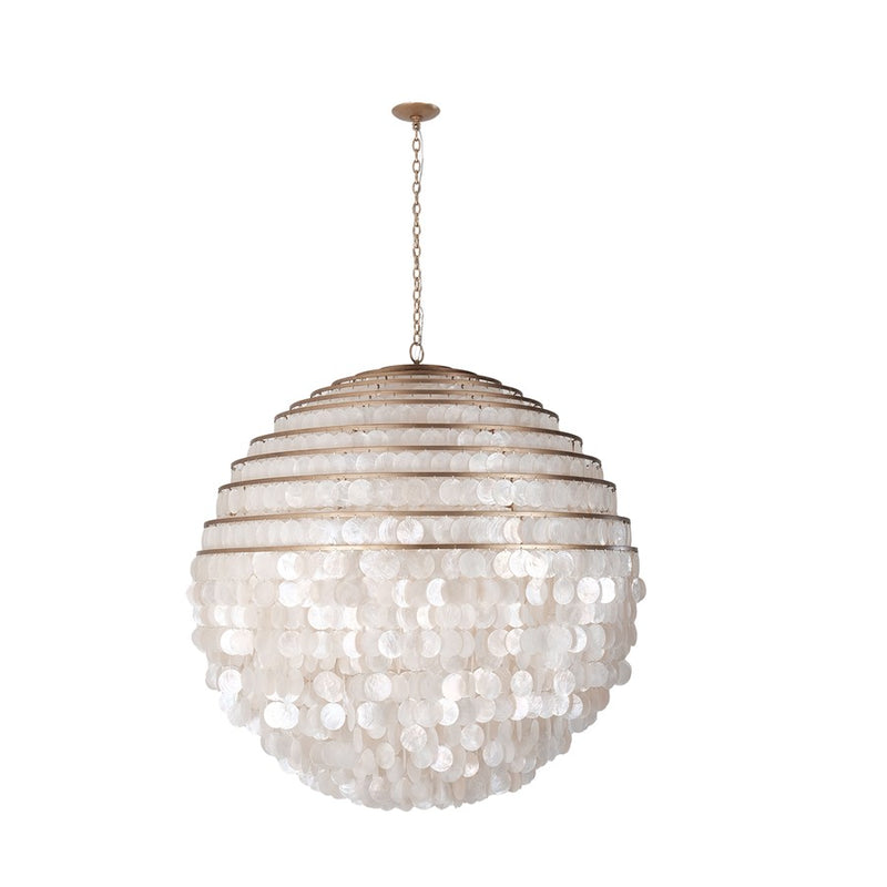Kalco Lighting Sphere 12 Light Chandelier, Pearlized Antique Brass