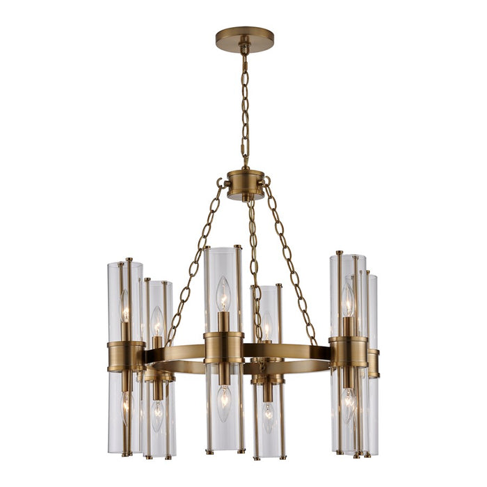 Kalco Lighting Duet 12 Light Chandelier, Vintage Brass - 521355VGB