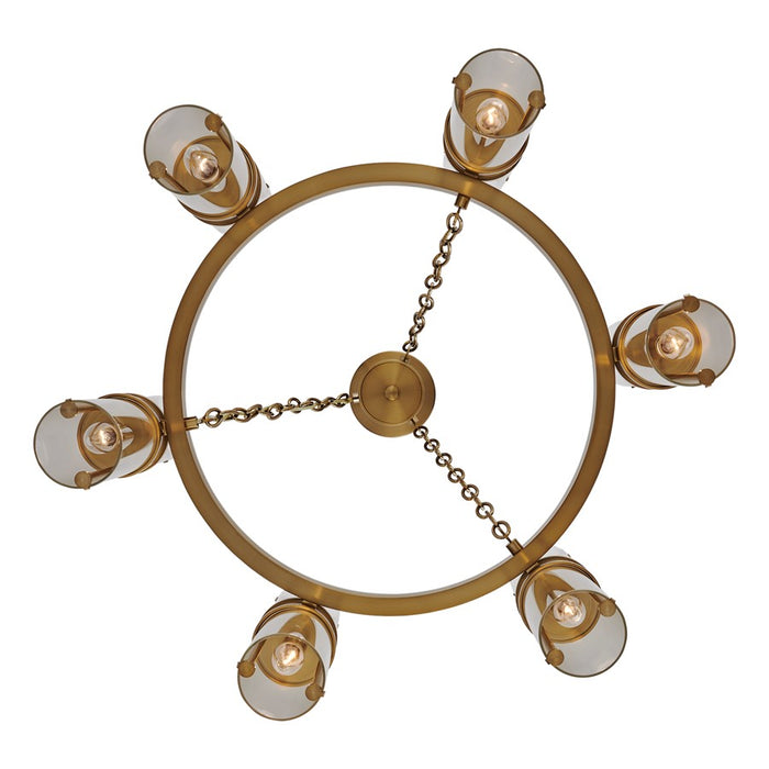Kalco Lighting Duet 12 Light Chandelier, Vintage Brass