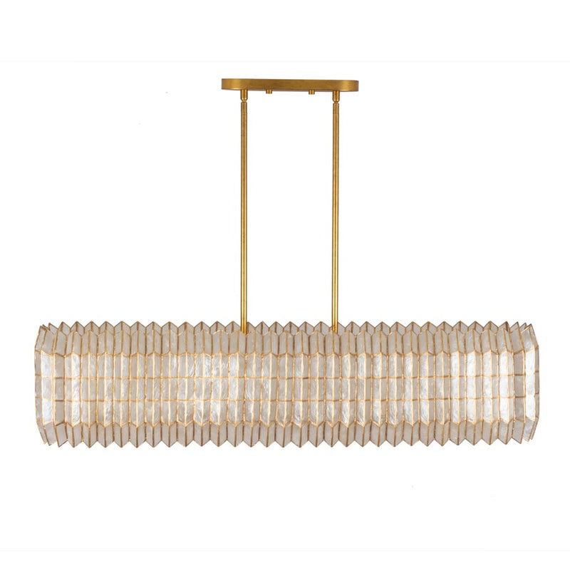 Kalco Lighting Fractal 10 Light Linear Pendant, Oxidized Gold Leaf