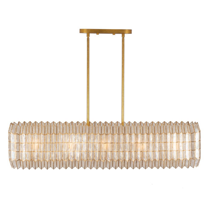 Kalco Lighting Fractal 10 Light Linear Pendant, Oxidized Gold Leaf