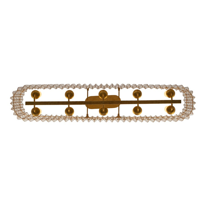 Kalco Lighting Fractal 10 Light Linear Pendant, Oxidized Gold Leaf
