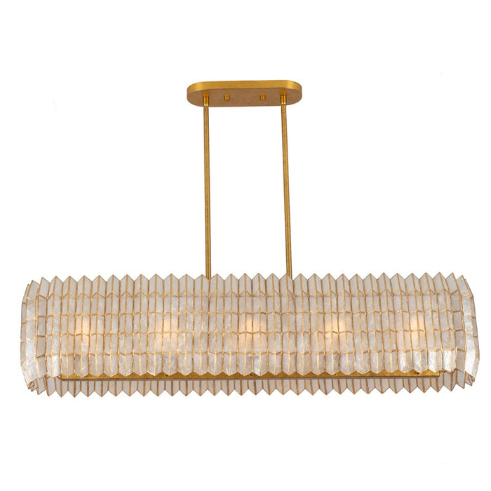 Kalco Lighting Fractal 10 Light Linear Pendant, Oxidized Gold Leaf