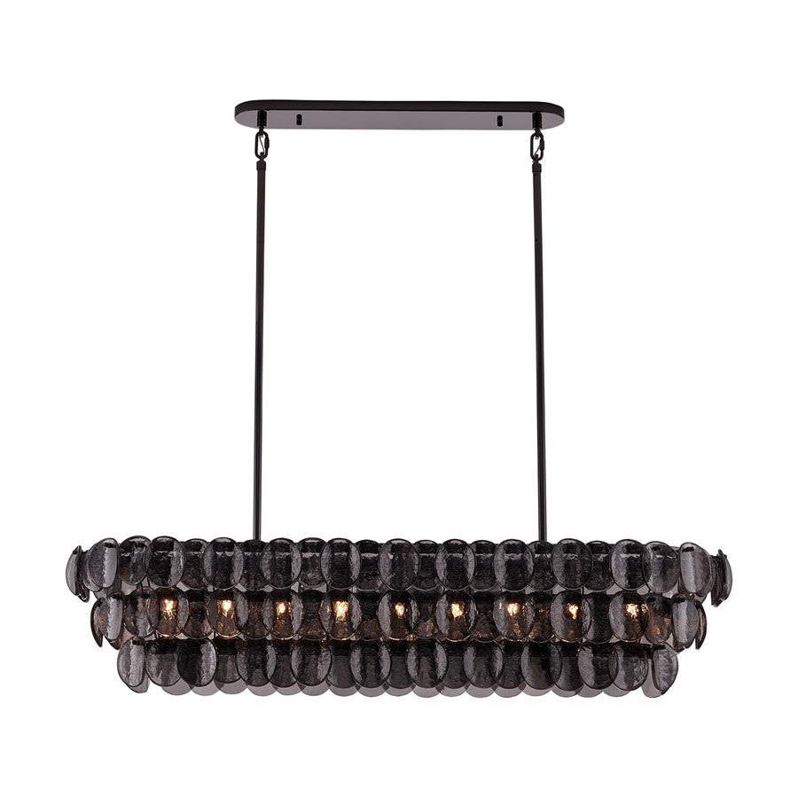 Kalco Lighting Uroko 9 Light Linear Pendant, Black Nickel - 524661BN