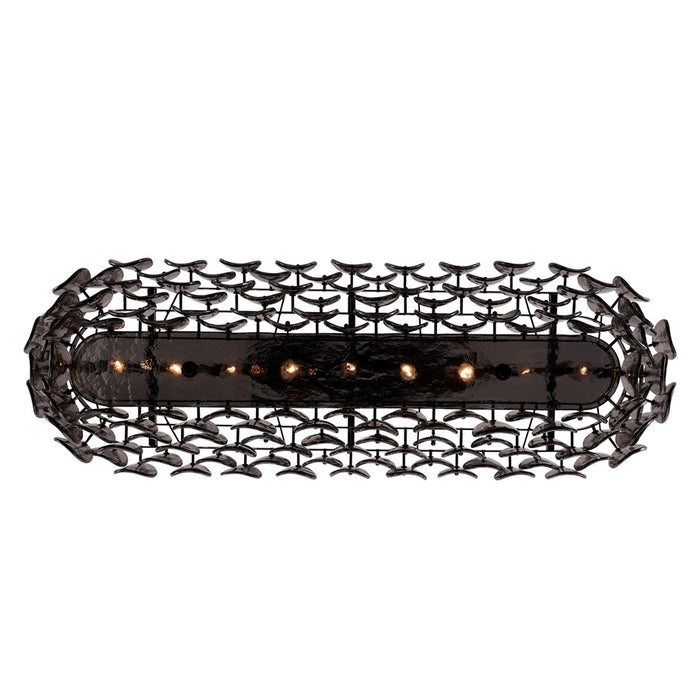 Kalco Lighting Uroko 9 Light Linear Pendant, Black Nickel