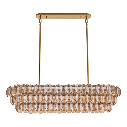 Kalco Lighting Uroko 9 Light Linear Pendant, Polished Winter Brass