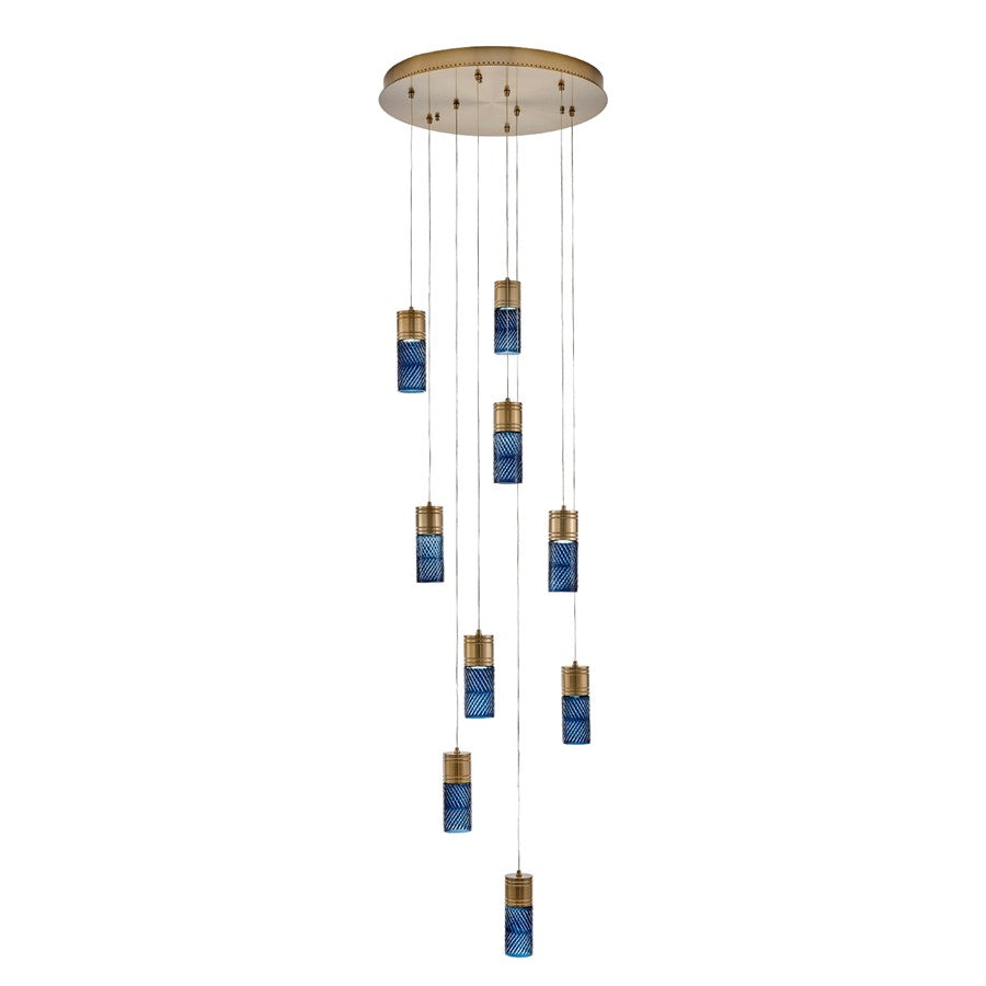 Kalco Lighting Kiriko 9 Light Chandelier, Winter Brass - 524951WB