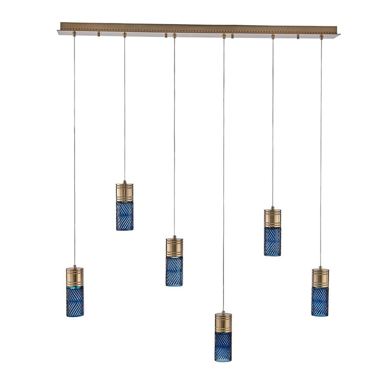 Kalco Lighting Kiriko 6 Light Linear Pendant, Winter Brass