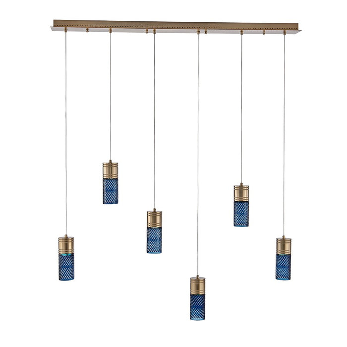 Kalco Lighting Kiriko 6 Light Linear Pendant, Winter Brass