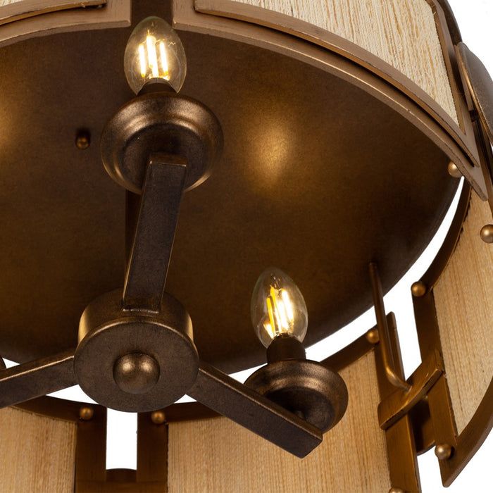 Kalco Lighting Button 3Lt Semi-Flush Mount, Brass/Modern Gold