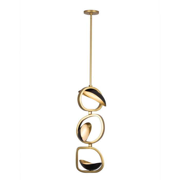 Kalco Lighting Onyx 3 Light Pendant, Brushed Gold/Satin Bronze - 527211BGZ