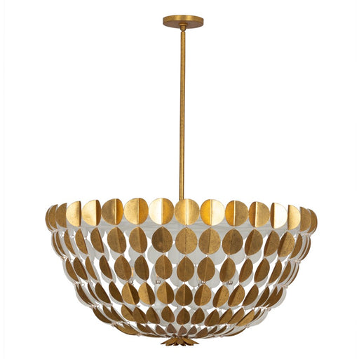 Kalco Lighting Amor 8 Light Chandelier, Oxidized Gold Leaf And White - 527455OLW