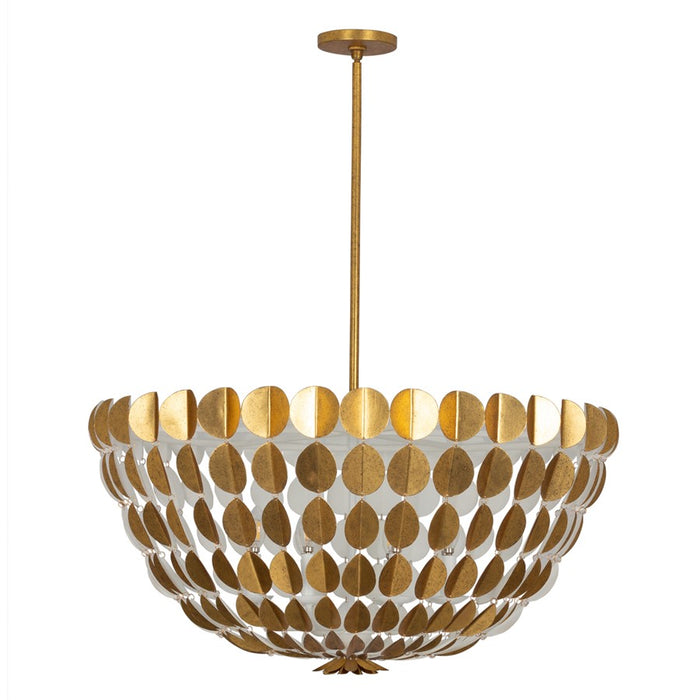 Kalco Lighting Amor 8 Light Chandelier, Oxidized Gold Leaf And White - 527455OLW