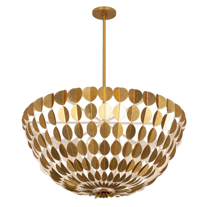 Kalco Lighting Amor 8 Light Chandelier, Oxidized Gold Leaf And White