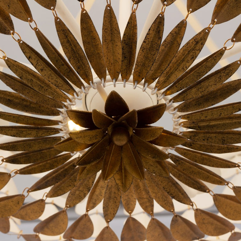 Kalco Lighting Amor 8 Light Chandelier, Oxidized Gold Leaf And White