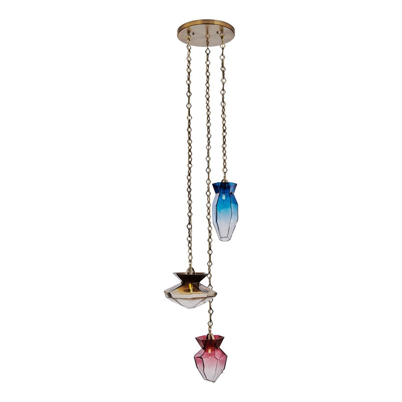 Kalco Lighting Bolsa 3 Light 35" Chandelier, Winter Brass - 528351WBWT