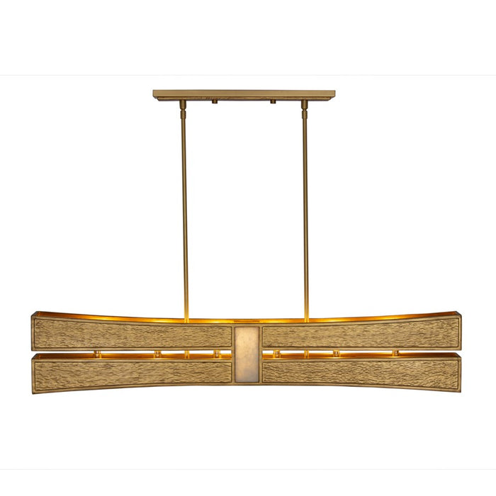 Kalco Dos 6 Light Linear Pendant, Rustic Gold and Brushed Gold - 528461RBG