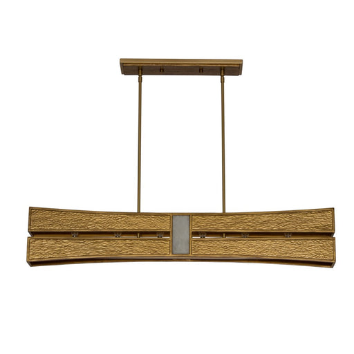 Kalco Dos 6 Light Linear Pendant, Rustic Gold and Brushed Gold