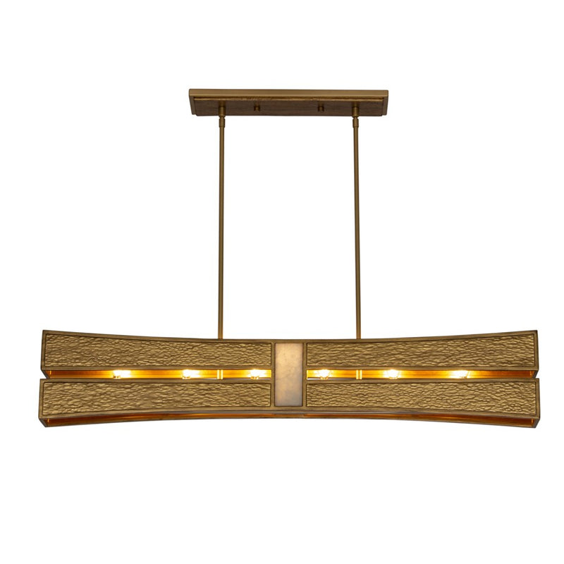 Kalco Dos 6 Light Linear Pendant, Rustic Gold and Brushed Gold