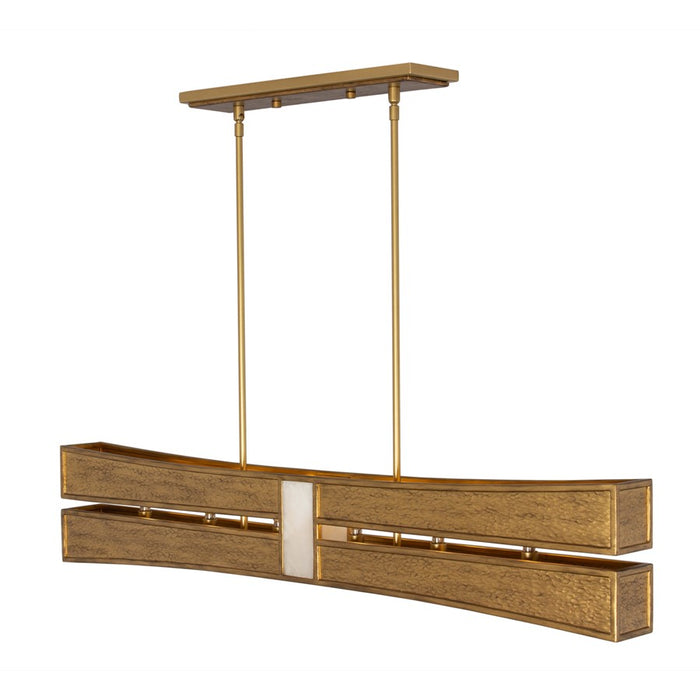 Kalco Dos 6 Light Linear Pendant, Rustic Gold and Brushed Gold