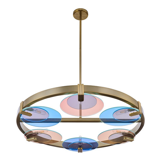 Kalco Lighting Optics 6 Light Chandelier, Winter Brass