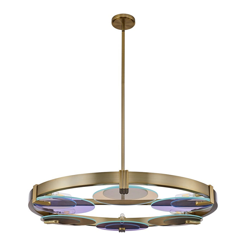 Kalco Lighting Optics 6 Light Chandelier, Winter Brass