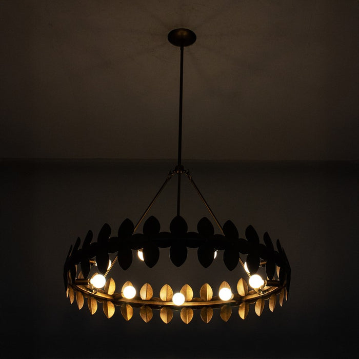 Kalco Lighting Vittoria 9 Light Chandelier, Pearlized Antique Brass