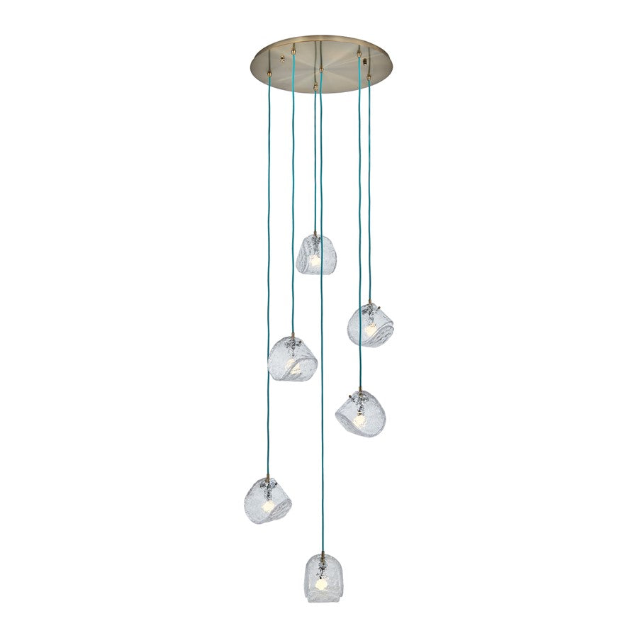 Kalco Lighting Pallina 6 Light 7.5" Chandelier, Winter Brass - 529552WBBC