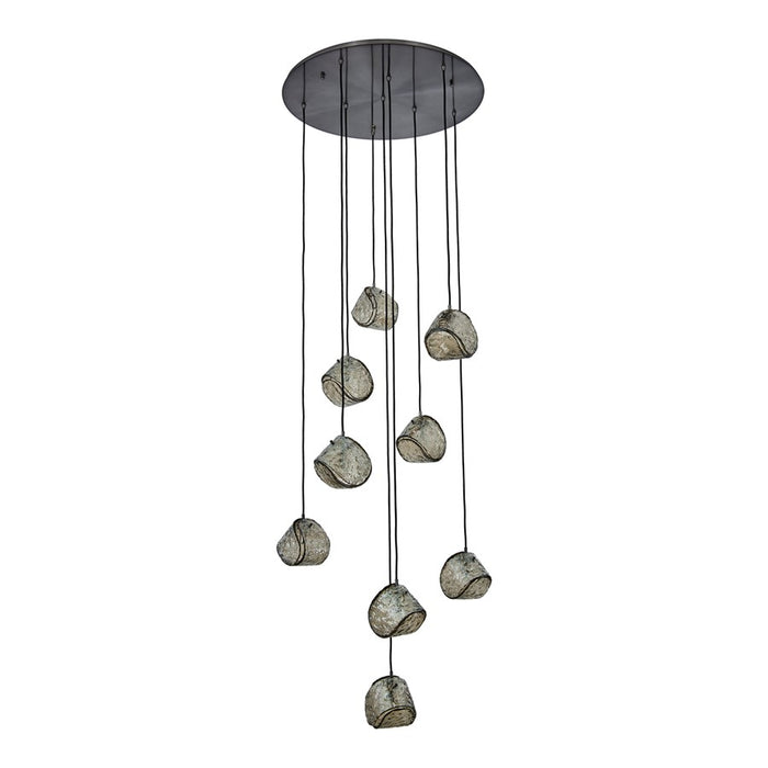 Kalco Lighting Pallina 9 Light Chandelier, Satin Black Nickel