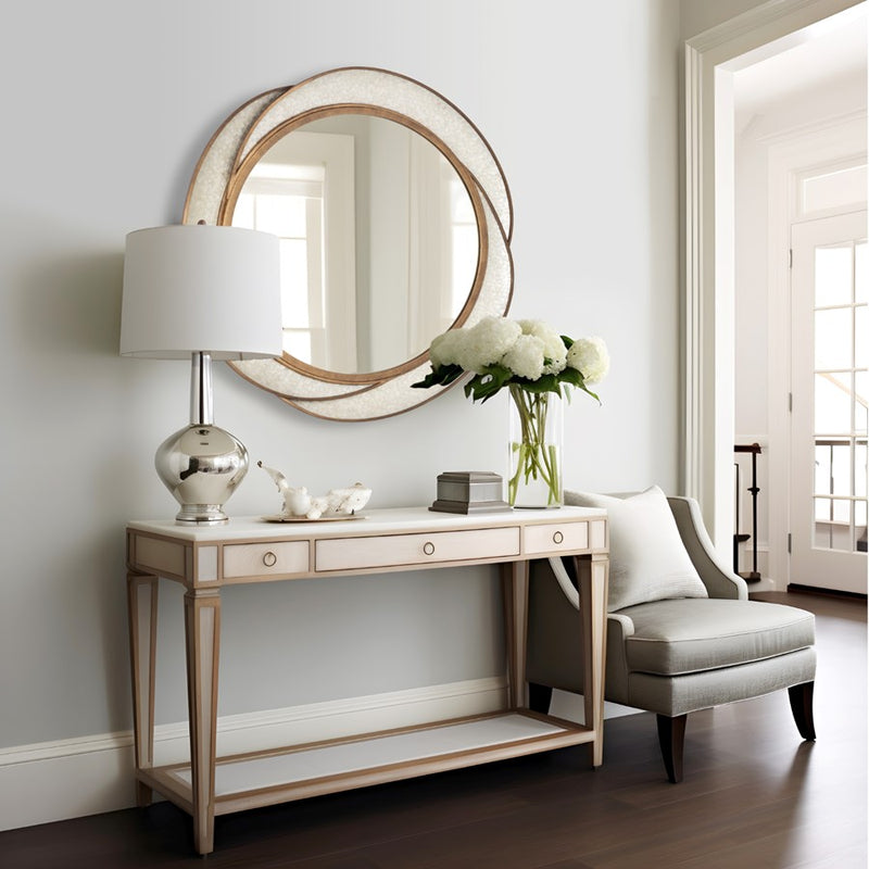 Kalco Lighting Rose Mirror, Pearlized Antique Brass