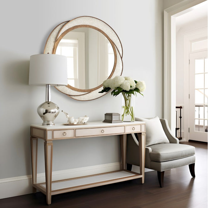 Kalco Lighting Rose Mirror, Pearlized Antique Brass
