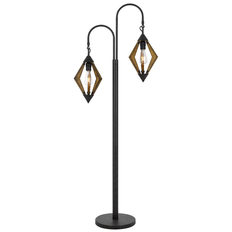 Cal Lighting Valence 2 Light 67.75" Floor Lamp, Wood