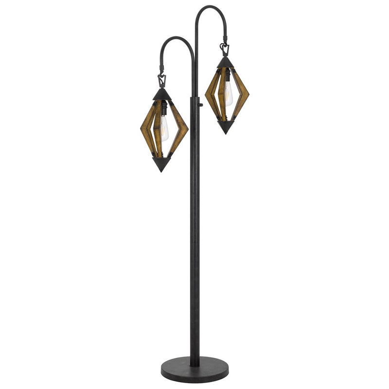 Cal Lighting Valence 2 Light 67.75" Floor Lamp, Wood