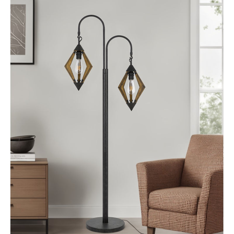 Cal Lighting Valence 2 Light 67.75" Floor Lamp, Wood