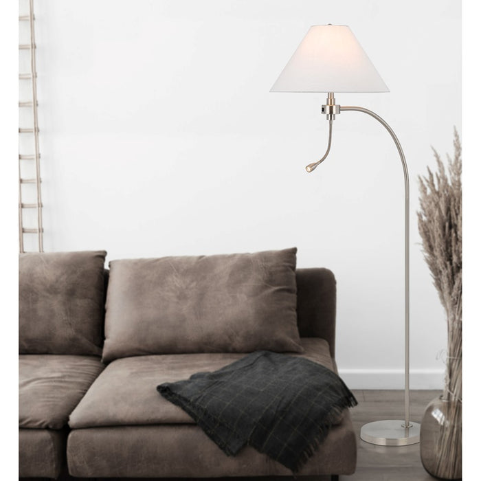 Cal Lighting Ashland 2 Lt Floor Lamp, Brushed Steel