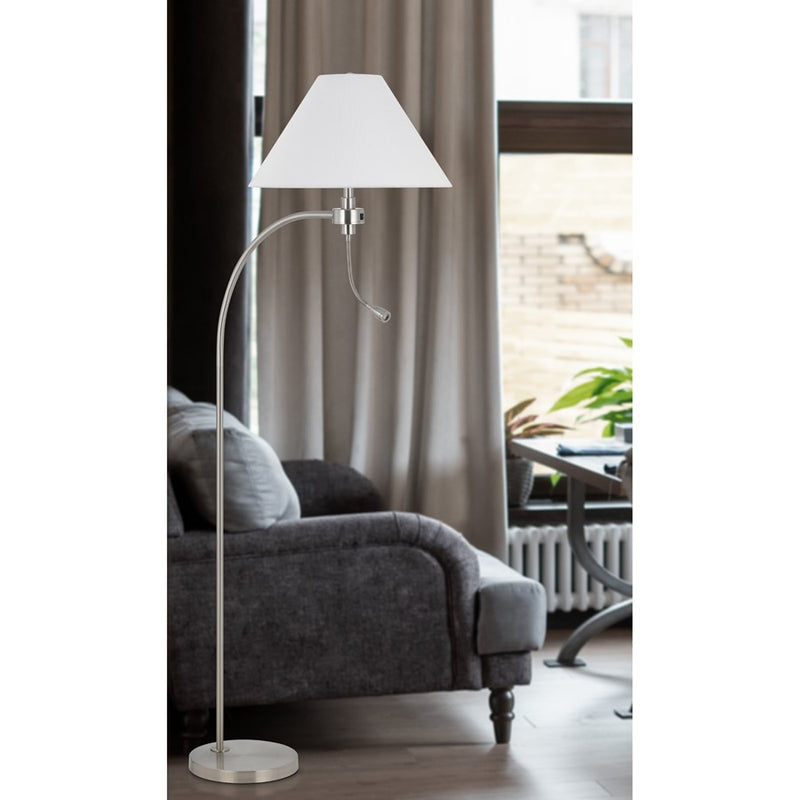 Cal Lighting Ashland 2 Lt Floor Lamp, Brushed Steel