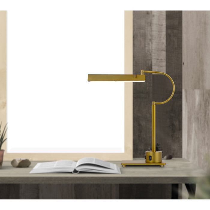 Cal Lighting Soho 1 Lt Desk Lamp, Antique Brass