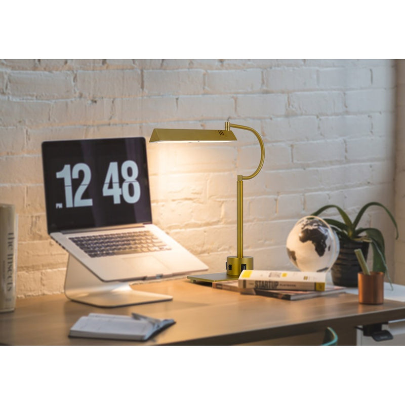 Cal Lighting Soho 1 Lt Desk Lamp, Antique Brass