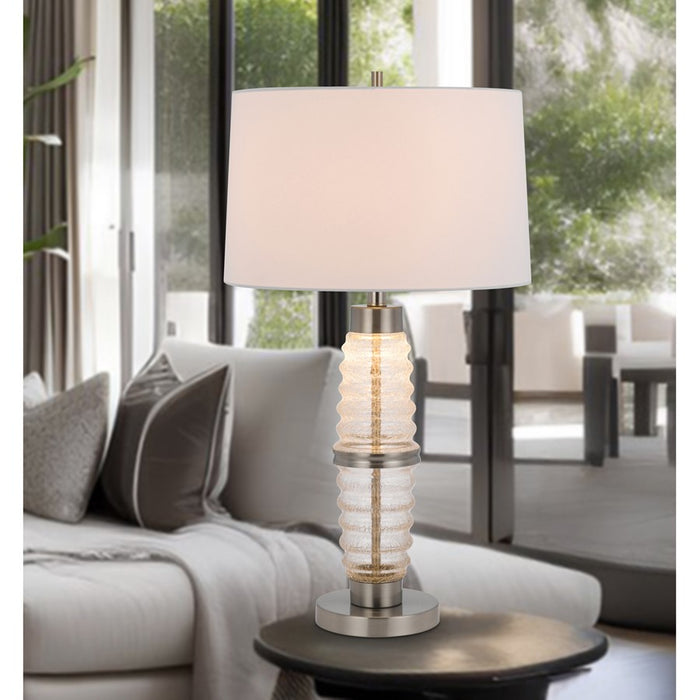 Cal Lighting Macon 2 Lt Table Lamp, Crackle Clr Glass