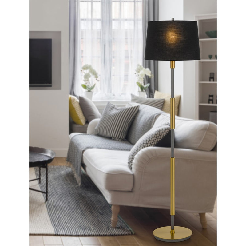 Cal Lighting Ciudad 1Lt Floor Lamp, Antique Brass/Silver Grey