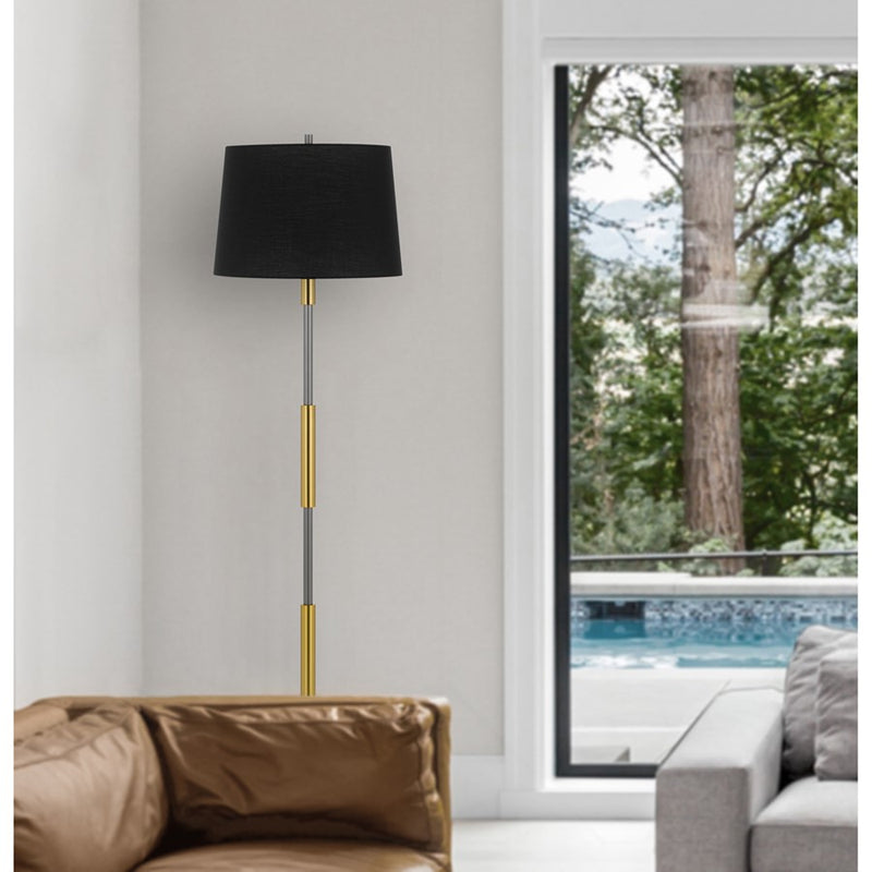 Cal Lighting Ciudad 1Lt Floor Lamp, Antique Brass/Silver Grey