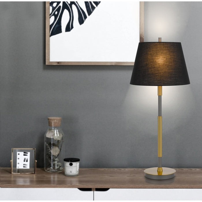 Cal Lighting Ciudad 1 Lt Table Lamp, Antique Brass/Silver Grey