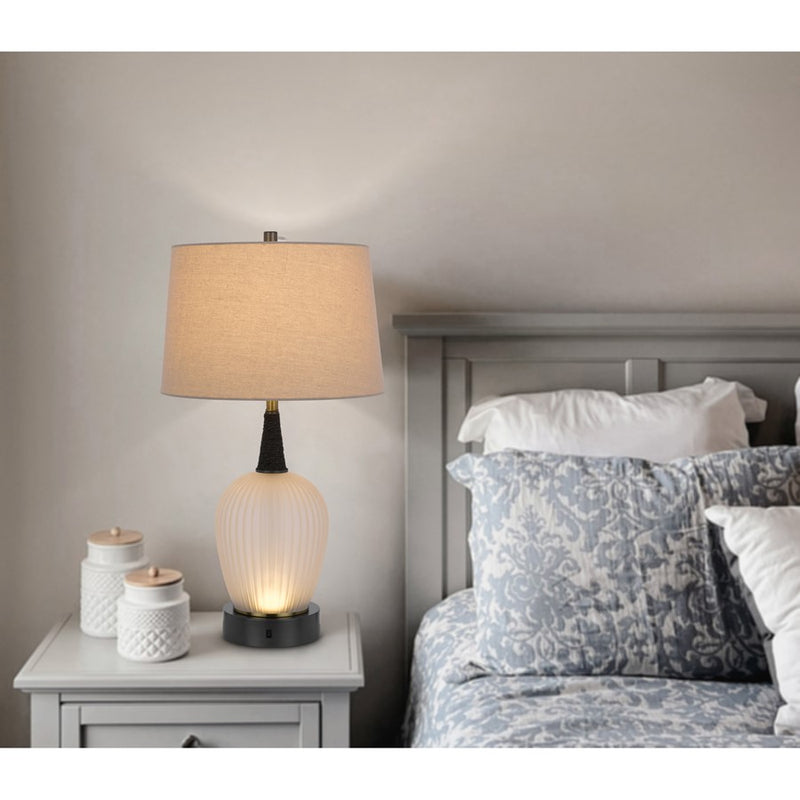 Cal Lighting Vega 2 Lt Table Lamp, Iron Grey/Frosted Glass