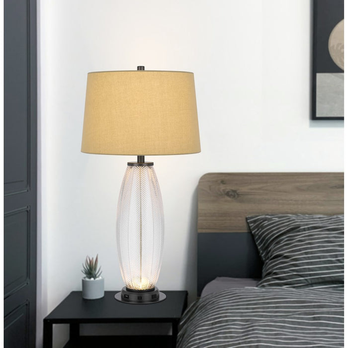 Cal Lighting Mansfield 2 Lt Table Lamp, Iron Grey/Glass