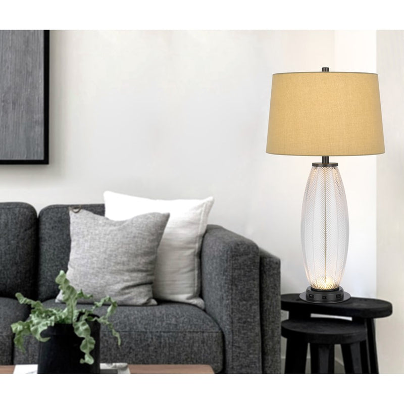 Cal Lighting Mansfield 2 Lt Table Lamp, Iron Grey/Glass