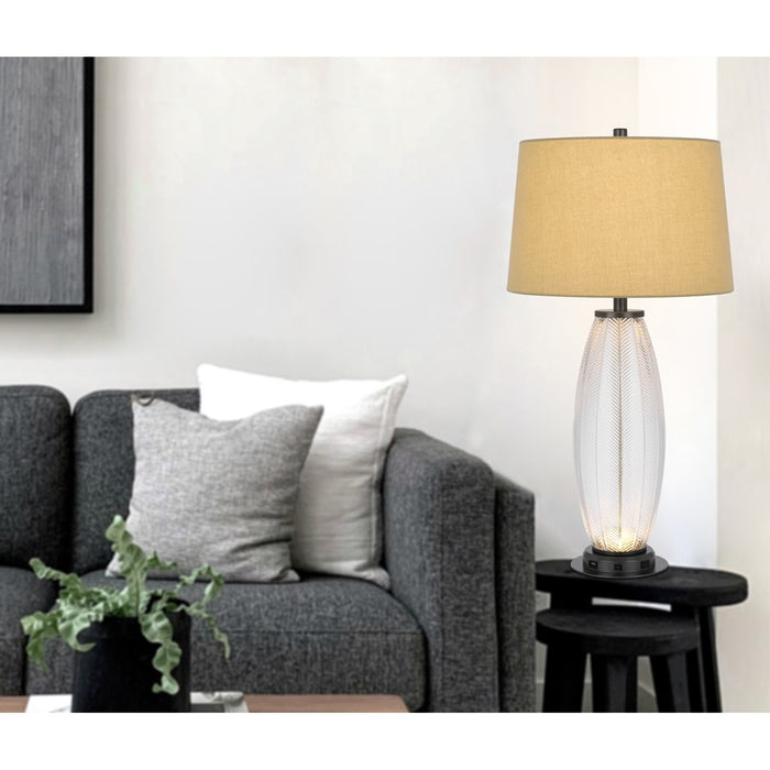 Cal Lighting Mansfield 2 Lt Table Lamp, Iron Grey/Glass