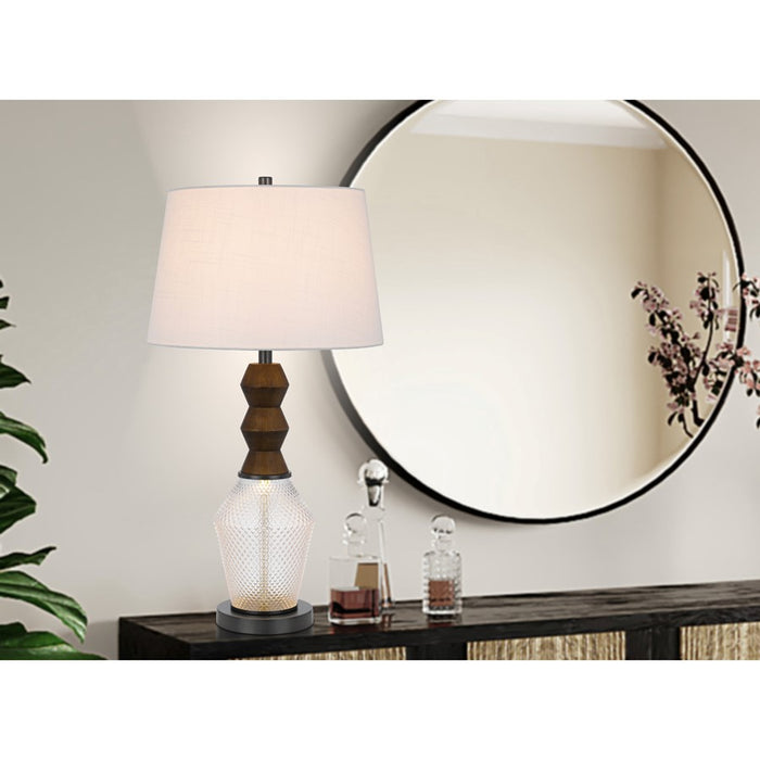 Cal Lighting Harlan 2 Lt Table Lamp, Dark Oak/Iron Grey