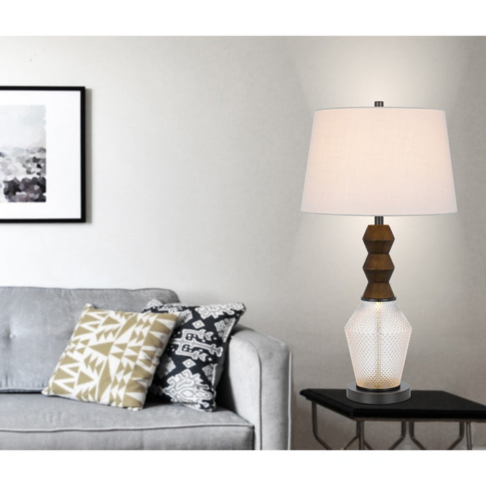 Cal Lighting Harlan 2 Lt Table Lamp, Dark Oak/Iron Grey