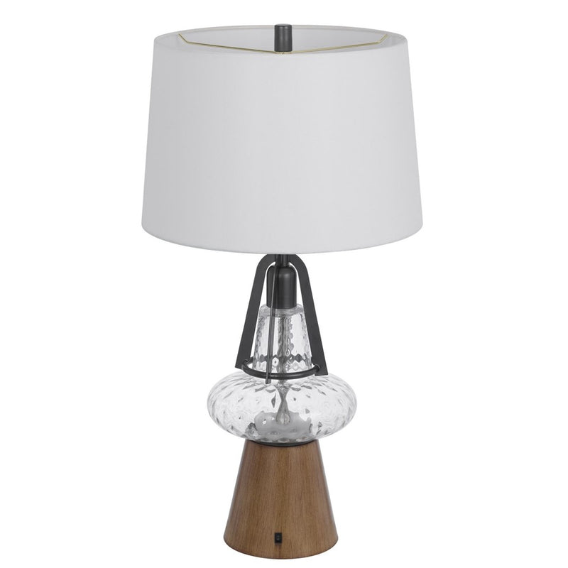 Cal Lighting Marietta 2 Lt Table Lamp, Oak/Iron Grey