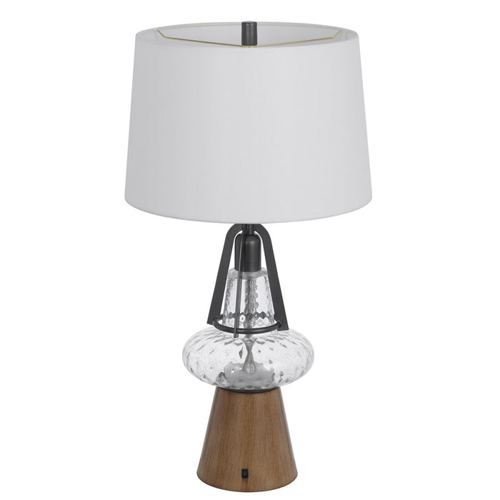 Cal Lighting Marietta 2 Lt Table Lamp, Oak/Iron Grey